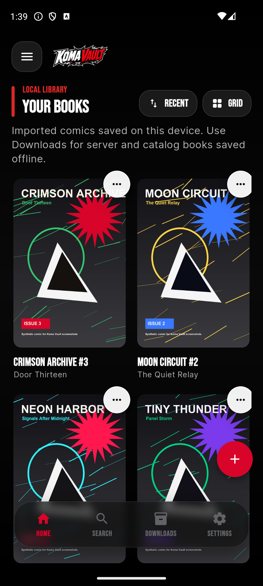 Koma Vault Android home screenshot